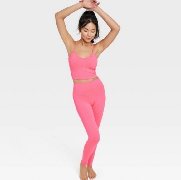 Women's Allover Cozy Leggings - All in Motion™ Heathered Pink Sz Small - Picture 2 of 11